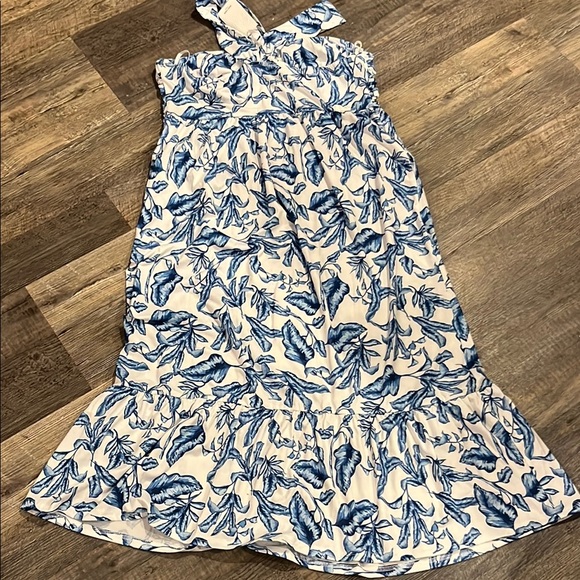 Grace Karin Blue and White Leaf Print women’s Dress - Picture 8 of 10